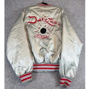 VINTAGE Swingster Satin Bowling Jacket Mens Large Daves Lanes Chain Stitch WI